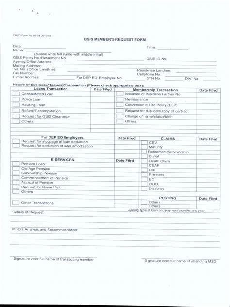 mrf gsis|Gsis Member'S Request Form Time:: CRMD Form No .